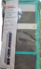 Home Basics Quilted Hanging 10 Shelf Closet Organizer - Gray/Turquoise