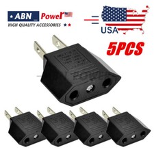 5 PCS EU Euro Europe to US USA Power Jack Wall Plug Converter Travel Adapter New