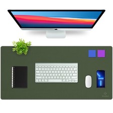 Desk Mat Blotter Dual-Sided Office Desk Pad Waterproof Dark Green