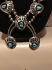 Vintage Jeweler COIN SILVER (.900) & ROYSTON Turquoise Squash Blossom Necklace — photo 2