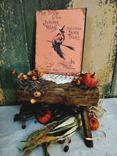 VINTAGE PRIMITIVE VICTORIAN BOOK STYLE HALLOWEEN WITCH JUNIPER WALK CANVAS SIGN
