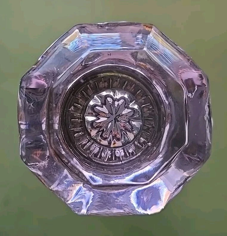 Manija de perilla de puerta de latón violeta púrpura claro redondo cristal cristal raro de colección Foto 3 de 4