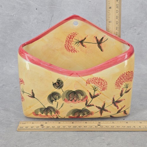 Vintage Hand-Painted Floral Envelope Wall Pocket Vase Mail Holder - Picture 8 of 8