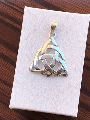 925 Sterlingsilber keltisches Triquetra & Kreis Anhänger Frauen 25mm0,98''/35mm1,38''