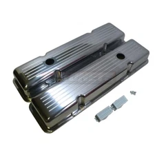 Ball-Milled Polish Cast Aluminum Small Block Chevy SBC Valve Cover Short 58-86