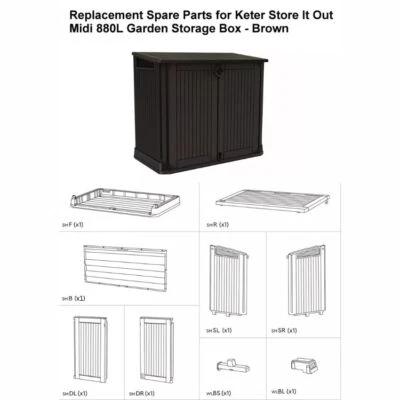 WESTERNDEALS Replacement Spare Parts for Keter Store It Out Midi 880L Garden Storage Box
