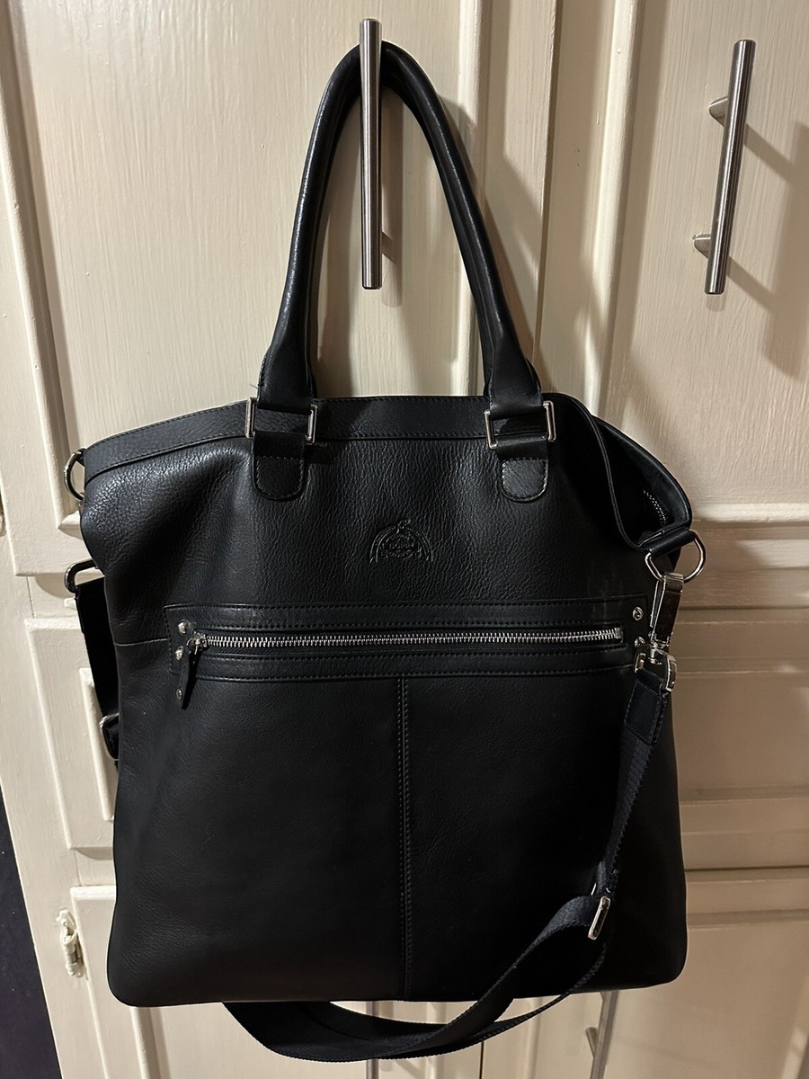 Designer DOPP Black Hanging Leather Overnight Travel Messenger