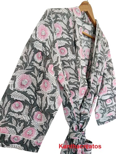 Accappatoio kimono 100% cotone estivo da notte abito lungo donna accappatoio damigella d'onore - Foto 4 di 4