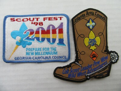 Lot of 2 Cub Scout Pow Wow Wild West Atlanta Council Carolina Council Patches