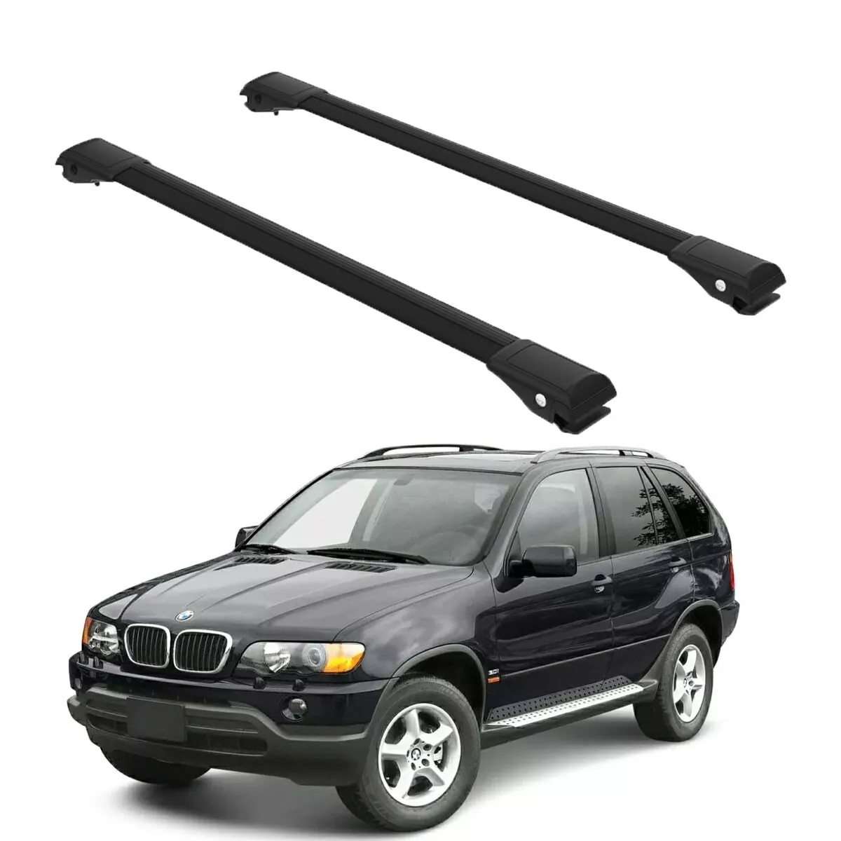 Roof Rack Rails Cross Bars Top Luggage Carrier For BMW X5 E53 1999 2006 Black