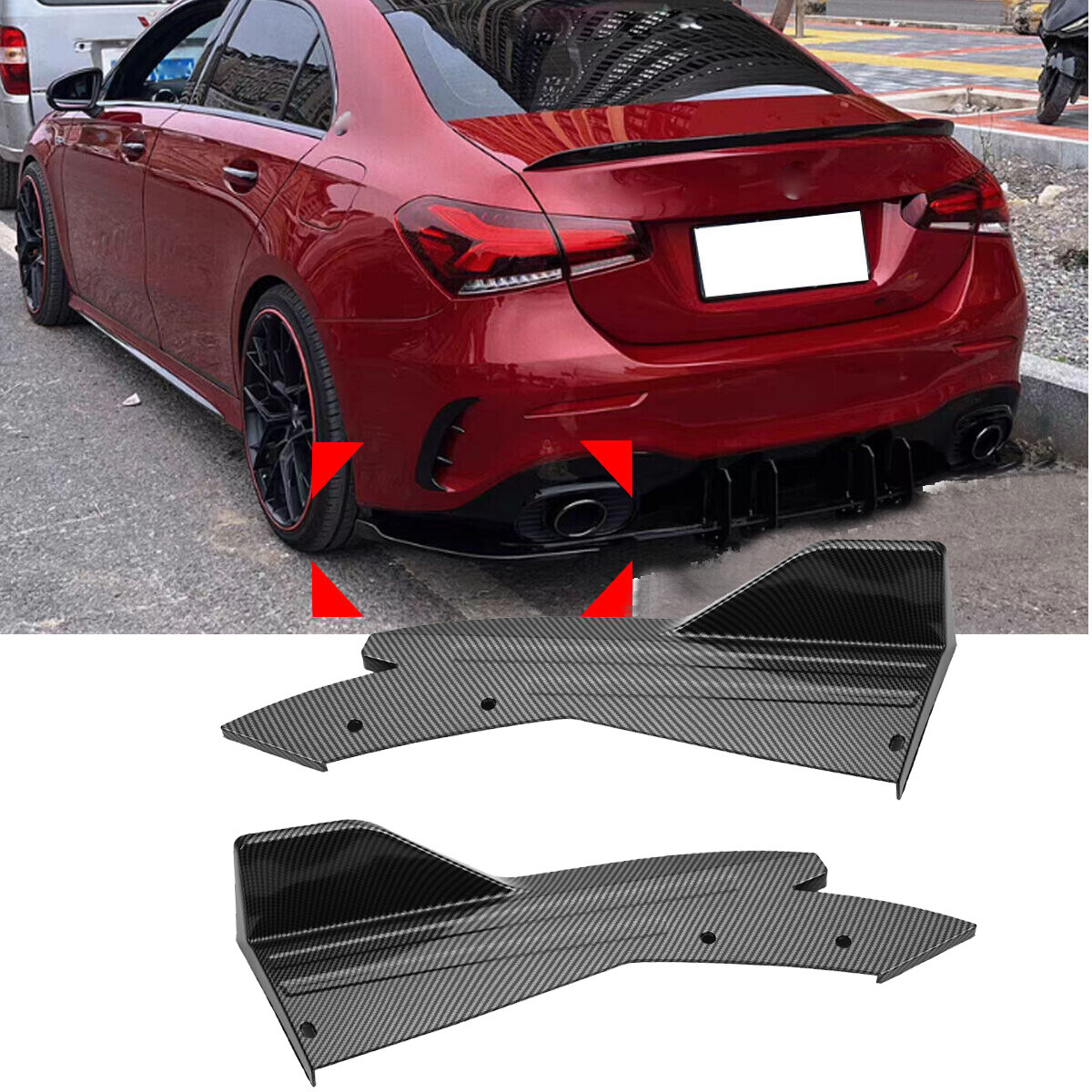 1pc カーボンファイバー車のリアバンパーディフューザースポイラー 