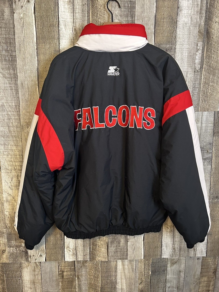 Vintage 1990's Atlanta Falcons Starter NFL Black Red Puffer Jacket