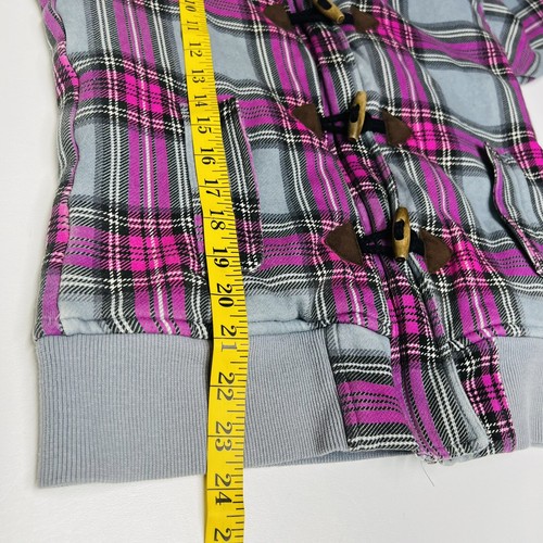 Roxy Girls Size Small Purple/Gray/Black Plaid Zip/Buttons Hooded Jacket - Picture 5 of 10