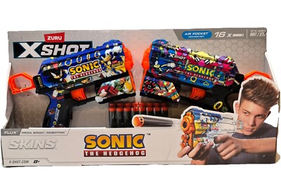 X-Shot Skins Flux Mega Sonic The Hedgehog Robotnik-2 Pk Plus 16 Darts New In Box