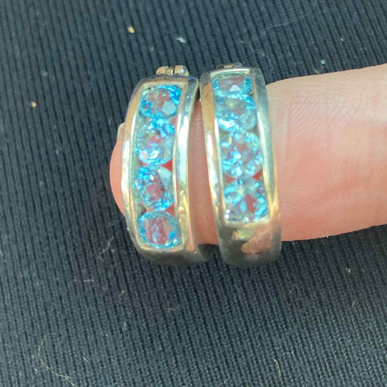 Light blue gemstone hoops - image 2