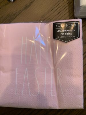 NIP Rae Dunn Cocktail Napkins 40 ct. Pink Happy Easter