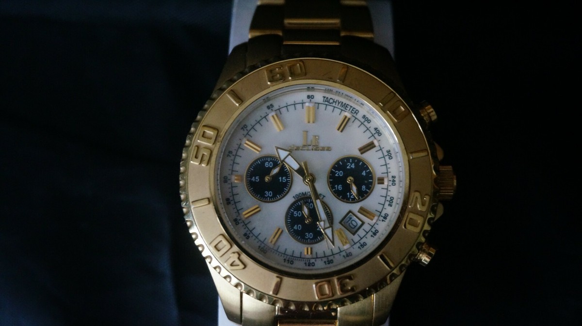 Rare L'Eclises Gold Tone chronograph ref. 6261-gg serial no 581