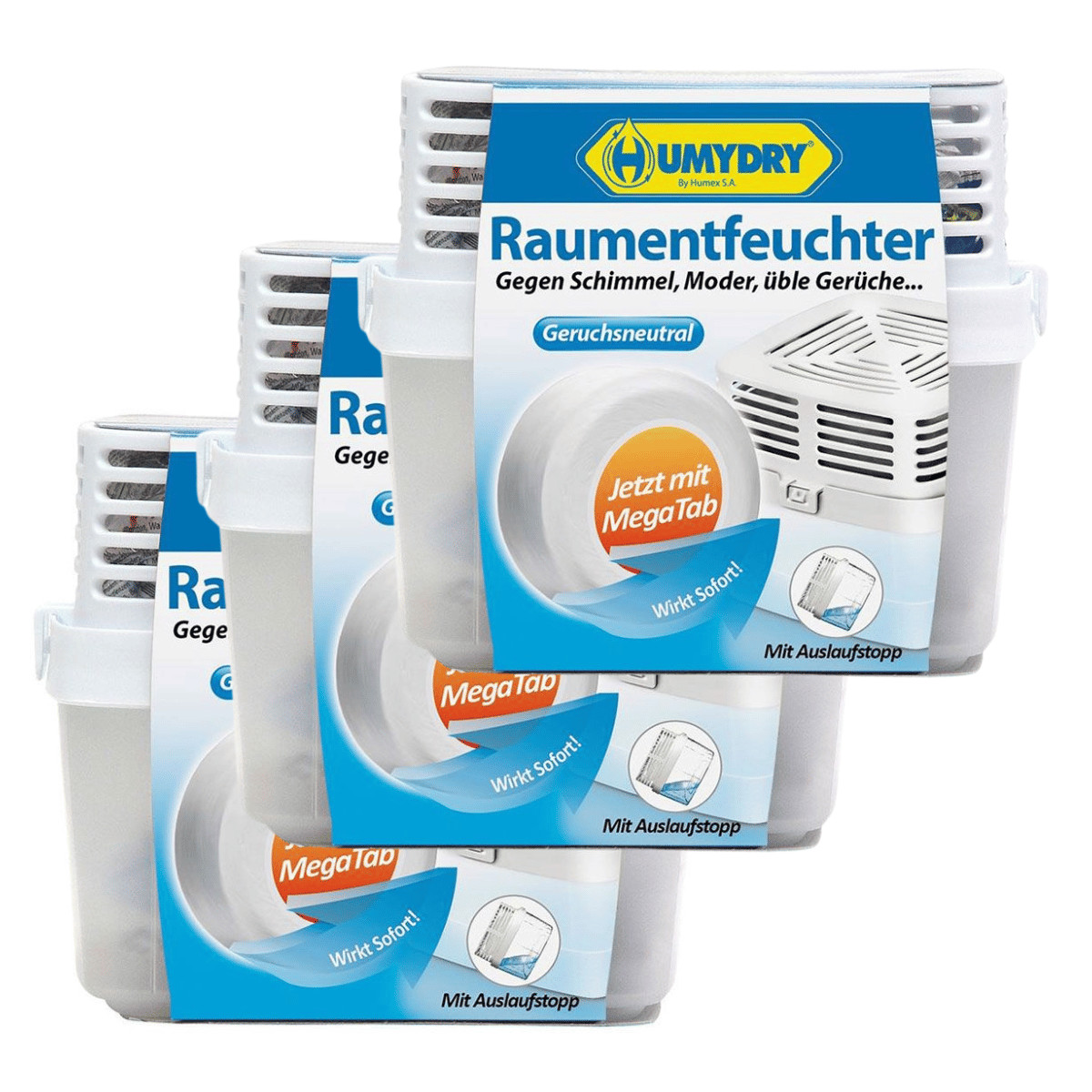 3 x Deshumidificador de habitaciones, Premium 500 incl. 3 tabletas