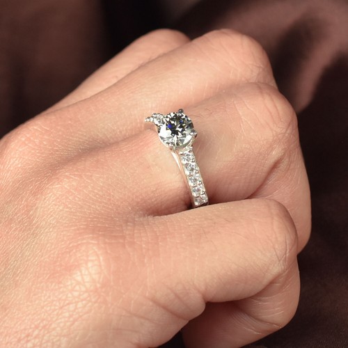 Beautiful 1Ct Brilliant Cut Gray Diamond Certified Ring, Amazing Shine & Bling. - Picture 6 of 11