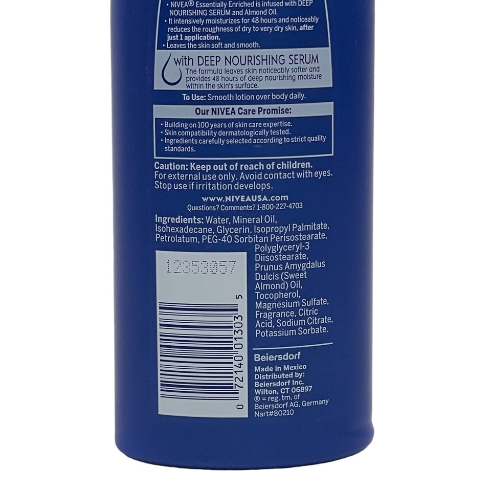 6 Pack Nivea Essentially Enriched Rich Body Lotion 48 HR Nourishing 6.8 ...