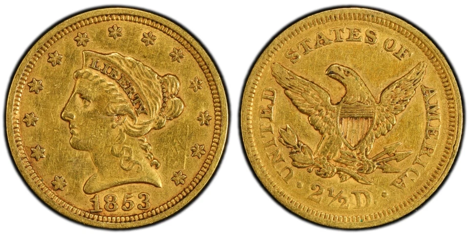 1853 $2.50 Coronet Liberty Head Quarter Eagle PCGS XF45 Gnumismatist - Image 4 of 4