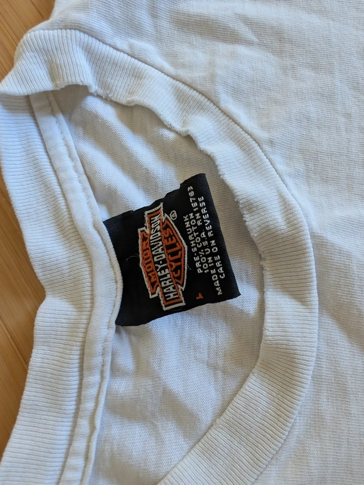 Camisa Harley Davidson Dick Farmer FL - Grande - Motocicleta Motociclista EE. UU. AÑOS 90 VINTAGE Foto 4 de 4