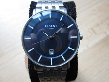 Herren Armbanduhr Titan REGENT nur ca. 7mm flach blau HAU Herrenuhr