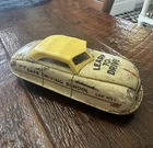 1950s Louis Marx Wind Up No 1 Safe Driver Yellow Desk Edge Car Vintage