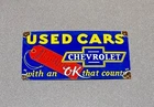 VINTAGE 12” CHEVY CHEVROLET USED PORCELAIN SIGN GAS OIL CAR TRUCK MOTORCYCLE
