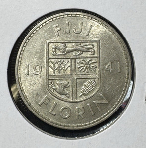 ** FIJI ISLANDS 1941 ,  FLORIN SILVER .....SCARSE, 20 K. MINTED **