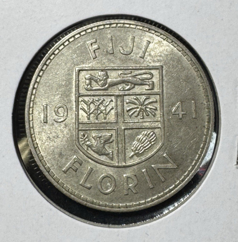 ** FIJI ISLANDS 1941 ,  FLORIN SILVER .....SCARSE, 20 K. MINTED **