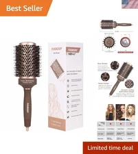 3.3 Inch Boar Bristle Hair Brush with Retractable Needle - Ideal for Thick Hair