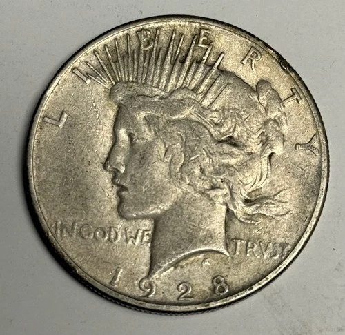VF 1928-S Peace Silver Dollar (minor rim issue), U.S. Coin $1