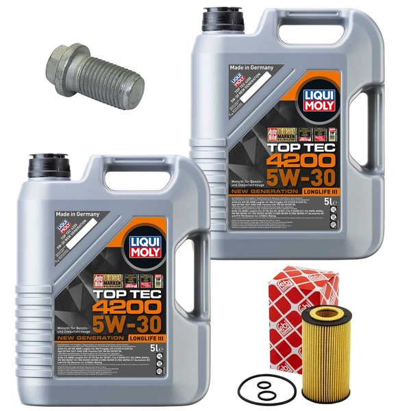 MotoröL Filter Set 4200 5W-30 10 Liter + Schraube FüR Mercedes Sprinter 4,6-T-image
