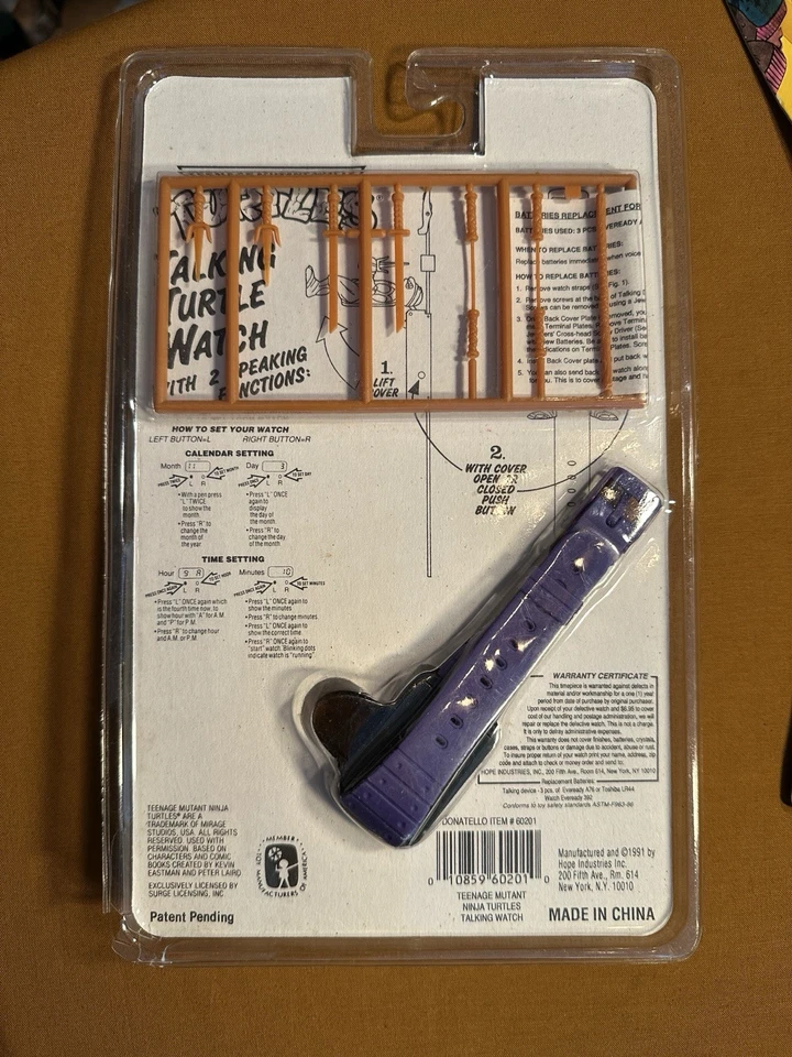 Donatello 忍者海龟数字复古罕见手表 1990 TMNT — 第 3/4 张图片