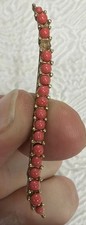 Vintage Gold Plated Single Row of Round Coral-Colored Beads Hair Clip Barrette