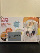 Bright Starts Safari Fun Vibrating Bouncer with Toy Bar Multicolor for Infants