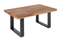 Couchtisch 100X60 Cm Sheesham Holz Metall Kufen Gestell Industrial Sofa Tisch