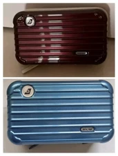 2 Rimowa  Ruby Red + Carifornia Blue EVA Air 1st Class Amenity Kit Toiletry Bag