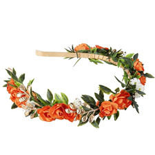Orange Fairy Flower Headband, Boho Rose Floral Headpiece
