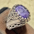 luxury handmade 925 sterling silver mens ring natural blue sapphire stone sz 12