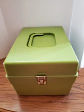 Vintage Wilson Wil-Hold Green Sewing Pattern Sew Craft Storage Box w/ Dividers
