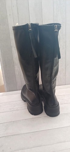 LADIES WOMENS CHUNKY BLOCK HEEL PLATFORM KNEE HIGH ZIP UP BOOTS SIZE 6 - Picture 5 of 16