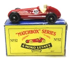 1990's Matchbox Originals Moko Lesney #52 red RACE CAR w/driver mint in box