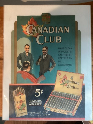 Vintage Canadian Club Cigars Point Of Purchase Advertisement