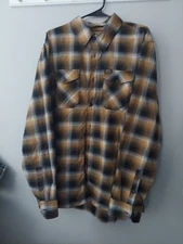 Dixxon Flannel Co Shirt Mens XLarge Fxck Cancer Long Sleeve Gold Black Plaid