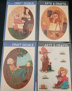 Lot Of 4 Vintage Meyercord Country Folk Americana Decals 1700 1532 Sealed