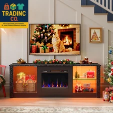63" Modern Fireplace TV Stand for Tvs up to 70", Electric Entertainment Center w