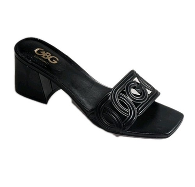 #ad GBG Women#x27;s Slip On Embossed Block Heels Sandal Black Sz 8.5 New Preppy Chic $19.90