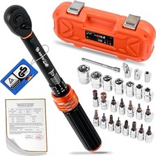 Torque Wrench 1/4" Drive Reversible Adjustable 1Nm-25Nm Socket Wrench 28Pcs Set